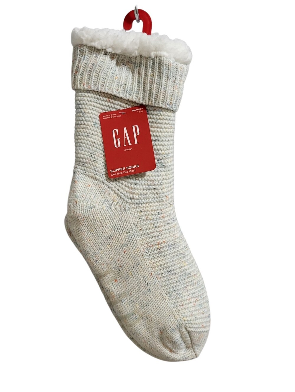 GAP Slipper Socks Women's OSFM Fleece Sherpa Faux Fur Lining Knit Cozy Warm NWT